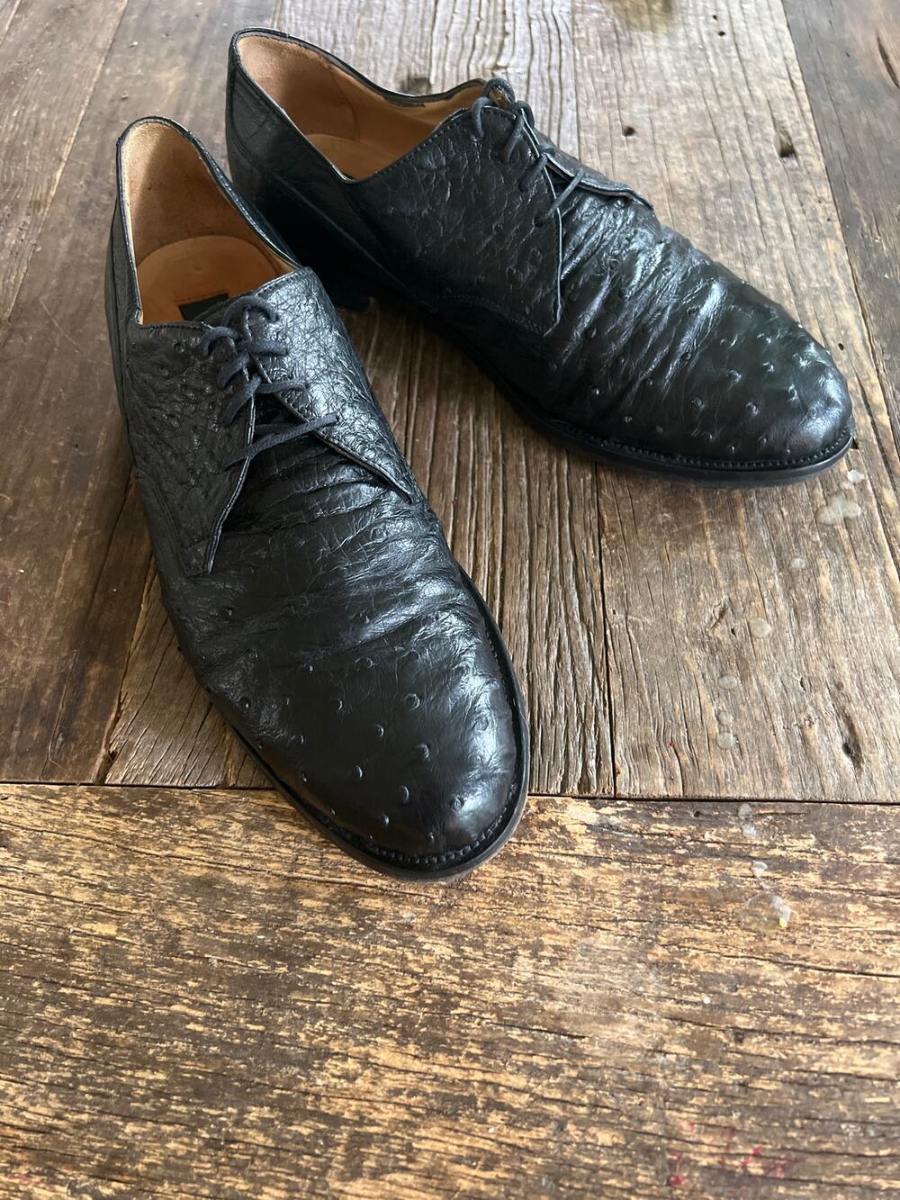 Zelli Made in Italy Ostrich Quill Oxford Casual Dress Shoes Size 8 M JL